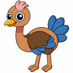 ostrich cartoon isolated on white, ostrich vector illustration, bird on a branch vector art, ostrich silhouette, bird vector icon, ostrichs on a branch line art, eps