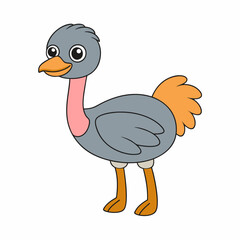 ostrich cartoon isolated on white, ostrich vector illustration, bird on a branch vector art, ostrich silhouette, bird vector icon, ostrichs on a branch line art, eps