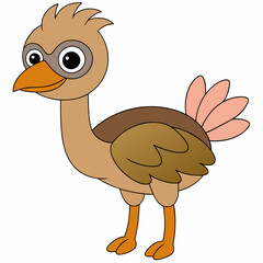 ostrich cartoon isolated on white, ostrich vector illustration, bird on a branch vector art, ostrich silhouette, bird vector icon, ostrichs on a branch line art, eps