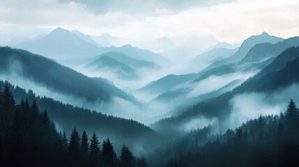 Obraz premium Misty Mountain Landscape