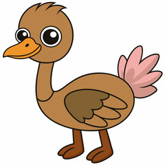 ostrich cartoon isolated on white, ostrich vector illustration, bird on a branch vector art, ostrich silhouette, bird vector icon, ostrichs on a branch line art, eps