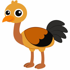 ostrich cartoon isolated on white, ostrich vector illustration, bird on a branch vector art, ostrich silhouette, bird vector icon, ostrichs on a branch line art, eps