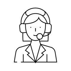 call center worker line icon vector. call center worker sign. isolated contour symbol black illustration