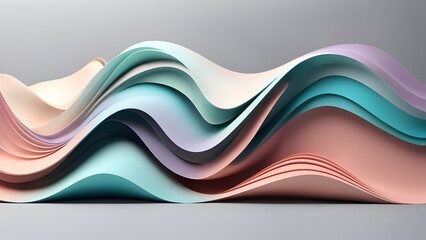 Fototapeta premium a-clean-3d-rendering-of-an-abstract-fluid-design-with-smooth-flowing-lines-and-a-soft-color-palett