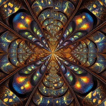 Fractal Universe: Infinite Cosmic Patterns. Complex, colorful fractal pattern suggesting infinite cosmic structures