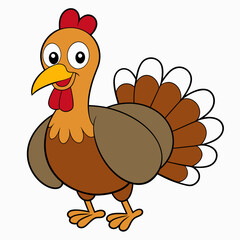 thanksgiving turkey cartoon isolated on white, turkey vector illustration, bird on a branch vector art, turkey silhouette, bird vector icon, turkeys on a branch line art, eps