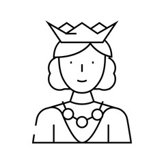 queen woman line icon vector. queen woman sign. isolated contour symbol black illustration