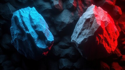 Vibrant Bunch of Colored Lights on Black Wall: 3D Geometric Abstract Art