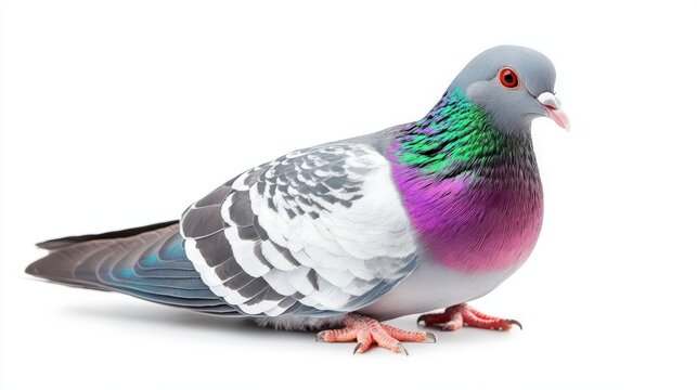 colorfull pigeon on white background