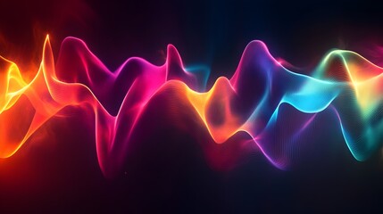 Vibrant 3D Waveforms in Fluid Motion,Conceptual Depiction of Sound and Energy