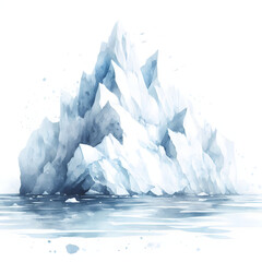 흰 배경, 빙산, 수채화 (white background, iceberg, watercolor)