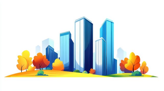 A sleek, modern office faade in a bustling business district, showcasing clean lines and contemporary design elements.