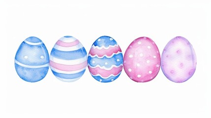 Obraz premium Lovely handpainted pastel Easter eggs in a charming border, perfect for festive springtime art and decor.