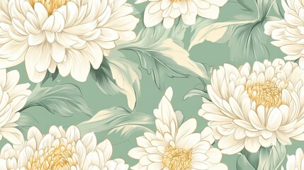 Seamless chrysanthemum floral capri design