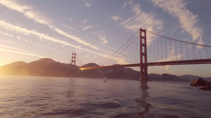 Obraz premium taken from on the banks of the San Francisco Bay, hi resolution photograph of the Golden Gate bridge,generative ai