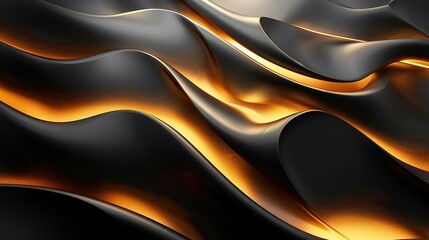 Obraz premium Abstract background with black and gold wavy lines.
