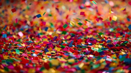 Colorful Confetti Falling and Covering the Ground