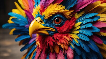 Obraz premium Colorful feathered chicken Realistic photos