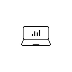 statistics icon, curve logo on laptop