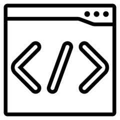 Obraz premium Coding Icon in Line Style Suitable for Web, Apps, Presentation, or Printable Meaning 