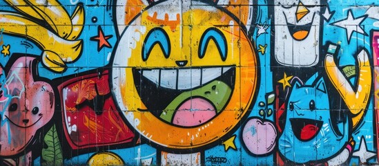 Obraz premium Colorful Graffiti Wall with Smiling Faces