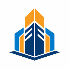 Building logo design with technology concept vector art Illustration.

