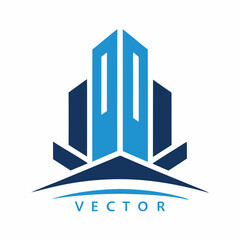 Building logo design with technology concept vector art Illustration.
