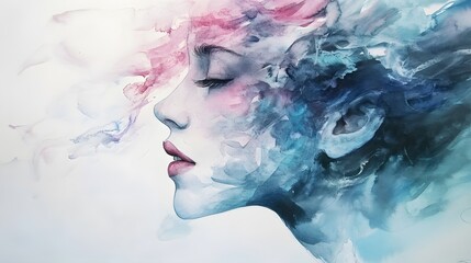 Fototapeta premium 4. Modern watercolor art showcasing a blend of soft pastel hues and fluid brushstrokes