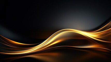 Abstract gold and black wavy background.
