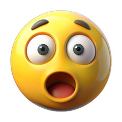 Shocked Yellow emoji isolated on transparent background