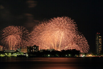 琵琶湖の花火大会の風景