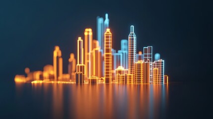 Fototapeta premium Futuristic Cyberpunk City with Holographic Gasoline Consumption Overlay - Neon Night Cityscape
