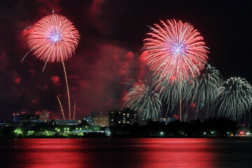 琵琶湖の花火大会の風景