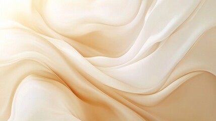 Obraz premium Golden Silk Waves: Luxurious beige fabric drapes elegantly, its smooth texture catching the light in a symphony of subtle hues.