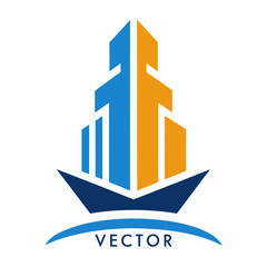 Building logo with technology concept vector art Illustration.