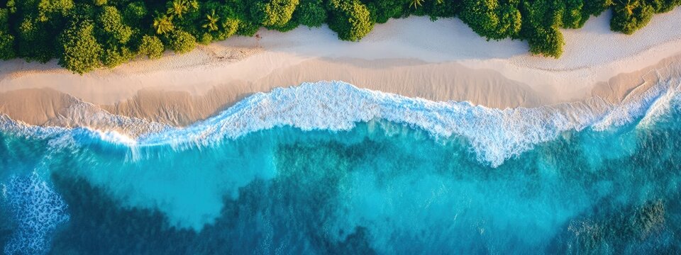 Aerial image lonely paradisiacal beach