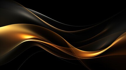 Obraz premium Abstract gold and black wavy background.