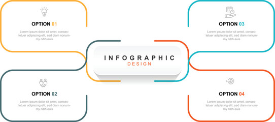 Infographic template vector element with 4 step line process or option