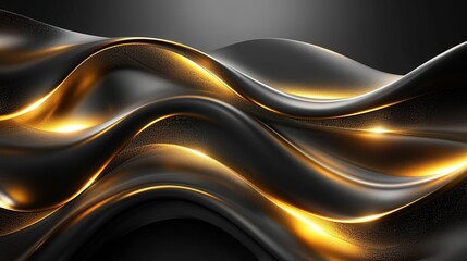 Obraz premium Abstract gold and black wavy background.