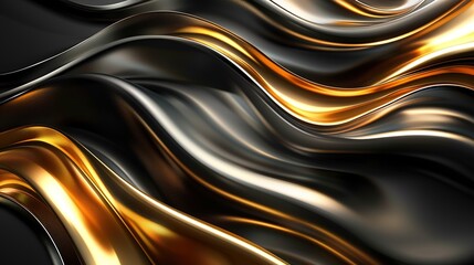Fototapeta premium Abstract gold and black wavy background.