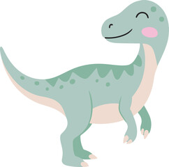 Fototapeta premium Cute Green Cartoon Allosaurus Dinosaur Illustration