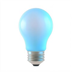 Obraz premium 240805 02. Light bulb cyan color, white background, 3D Rendering, isometric, modern LED design, heat sink fins, frosted glass cover, centered object, energy efficient lighting