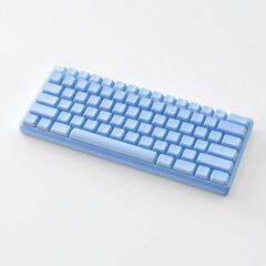 240805 26. Blue keyboard, white background, 3D Rendering, isometric, mechanical switches, backlit keys, ergonomic design, centered composition, tactile typing experience