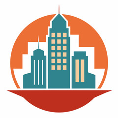 Buildings vector city icon. vector illustration in flat design, skyscraper. hotel symbol. Penthouse logo.