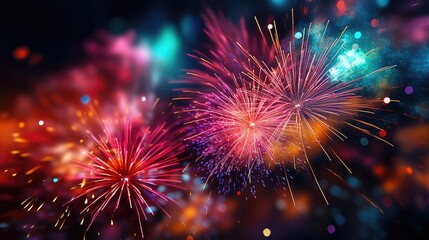 Fototapeta premium Colorful firework background 
