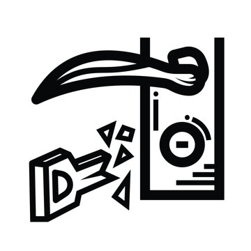 recommend clip art: Broken key icon illustration isolated on square white background. Simple flat outlined cartoon art styled drawing.