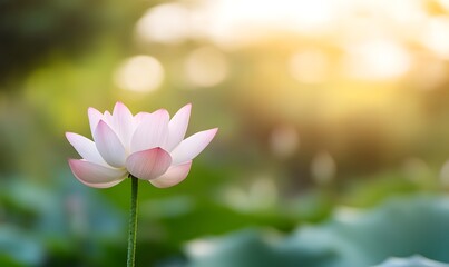 Fototapeta premium Lotus, natural light, Generative AI