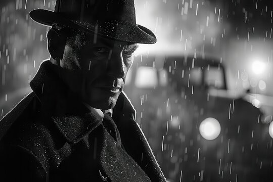 Generative AI Old fashioned retro style gangster movie noir picture in dramatic scene moment,