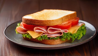 Ham, cheese and tomato sandwich