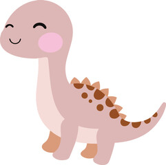 Fototapeta premium Cute Brown Happy Cartoon Dinosaur Illustration